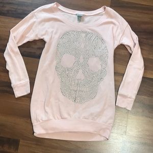 Blush pink skull sweater